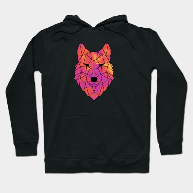 Wolf in vibrant colour Hoodie by Prints of England Art